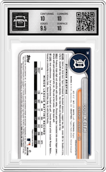 Colt Keith from the 2024 Bowman Chrome set featuring a Wave Refractor parallel graded by Arena Club and given an overall grade of 10.