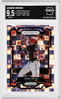 James Wood from the 2024 Panini Prizm set featuring a Premium Box Set  parallel graded by Arena Club and given an overall grade of 9.5.