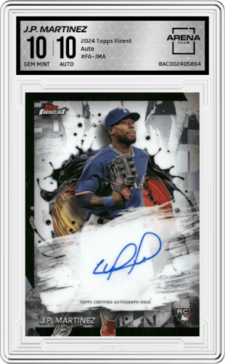 J.P. Martinez from the 2024 Topps Finest set graded by Arena Club and given an overall grade of 10.
