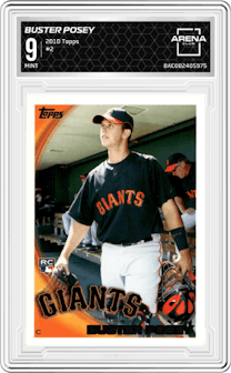 Buster Posey from the 2010 Topps set graded by Arena Club and given an overall grade of 9.