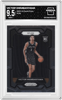 Victor Wembanyama from the 2023-24 Panini Prizm set graded by Arena Club and given an overall grade of 9.5.
