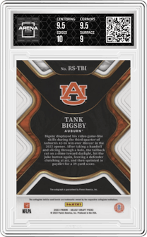 Tank Bigsby from the 2023 Panini Select Draft Picks set graded by Arena Club and given an overall grade of 9.5.