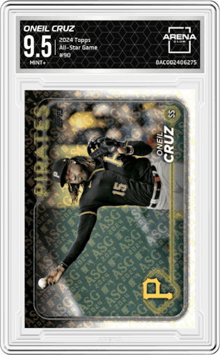  Oneil Cruz from the 2024 Topps  set featuring a All-Star Game parallel graded by Arena Club and given an overall grade of 9.5.
