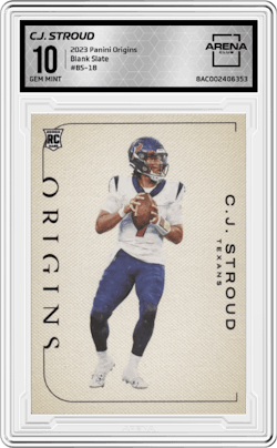C.J. Stroud from the 2023 Panini Origins set and given an overall grade of 10.