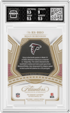 Bijan Robinson from the 2023 Panini Flawless set featuring a Emerald  parallel graded by Arena Club and given an overall grade of 9.5.