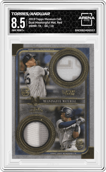 Gleyber Torres / Miguel Andujar from the 2019 Topps Museum Collection set featuring a Red parallel graded by Arena Club and given an overall grade of 8.5.