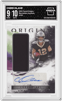 Chris Olave from the 2022 Panini Origins set graded by Arena Club and given an overall grade of 9.