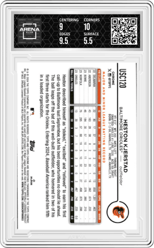 Heston Kjerstad from the 2024 Topps Chrome Update set graded by Arena Club and given an overall grade of 6.