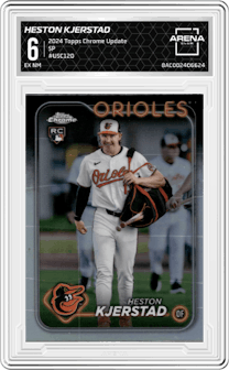 Heston Kjerstad from the 2024 Topps Chrome Update set graded by Arena Club and given an overall grade of 6.