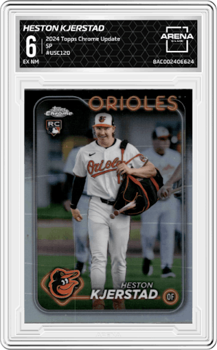 Heston Kjerstad from the 2024 Topps Chrome Update set graded by Arena Club and given an overall grade of 6.