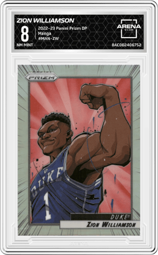 Zion Williamson from the 2022-23 Panini Prizm Draft Picks set graded by Arena Club and given an overall grade of 8.