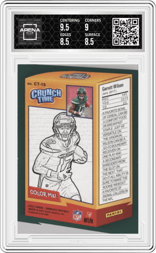 Garrett Wilson from the 2022 Panini Donruss set graded by Arena Club and given an overall grade of 9.