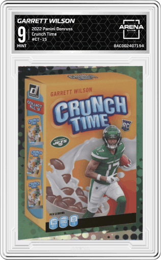 Garrett Wilson from the 2022 Panini Donruss set graded by Arena Club and given an overall grade of 9.