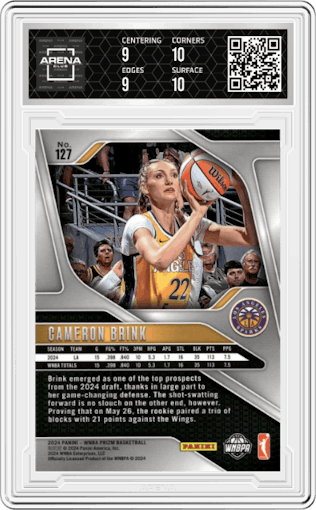 Cameron Brink from the 2024 Panini Prizm WNBA set graded by Arena Club and given an overall grade of 9.5.