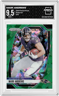 Mark Andrews from the 2024 Panini Prizm set featuring a Green Ice parallel graded by Arena Club and given an overall grade of 9.5.