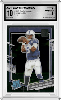 Anthony Richardson from the 2023 Clearly Donruss set graded by Arena Club and given an overall grade of 10.