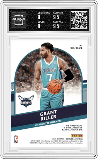 Grant Riller from the 2020-21 Panini Donruss set graded by Arena Club and given an overall grade of 9.5.