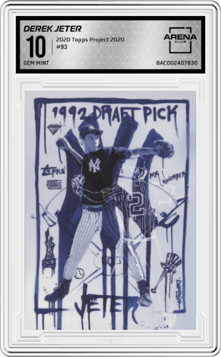 Derek Jeter from the 2020 Topps Project 2020  set graded by Arena Club and given an overall grade of 10.