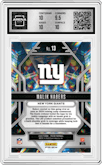 Malik Nabers from the 2024 Panini Prizm set featuring a Green Wave parallel graded by Arena Club and given an overall grade of 10.