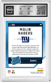 Malik Nabers from the 2024 Donruss set featuring a Pink parallel graded by Arena Club and given an overall grade of 10.