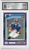 Malik Nabers from the 2024 Donruss set featuring a Pink parallel graded by Arena Club and given an overall grade of 10.