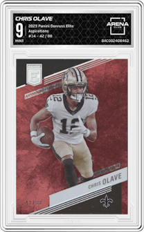 Chris Olave from the 2023 Panini Donruss Elite set featuring a Aspirations parallel graded by Arena Club and given an overall grade of 9.