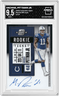 Michael Pittman Jr. from the 2020 Panini Contenders Optic set graded by Arena Club and given an overall grade of 9.5.