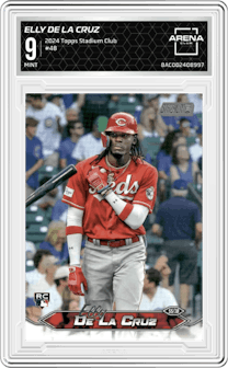Elly De La Cruz from the 2024 Topps Stadium Club set graded by Arena Club and given an overall grade of 9.