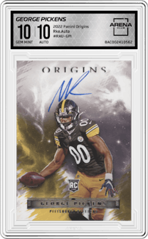 George Pickens from the 2022 Panini Origins set graded by Arena Club and given an overall grade of 10.