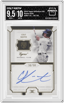 Colt Keith from the 2024 Topps Definitive Collection set graded by Arena Club and given an overall grade of 9.5.