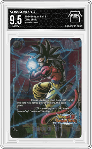 Son Goku : GT from the 2024 Dragon Ball S set graded by Arena Club and given an overall grade of 9.5.