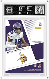 Justin Jefferson from the 2020 Panini Mosaic set graded by Arena Club and given an overall grade of 9.5.