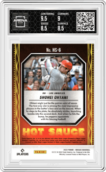 Shohei Ohtani from the 2022 Panini Mosaic set graded by Arena Club and given an overall grade of 9.