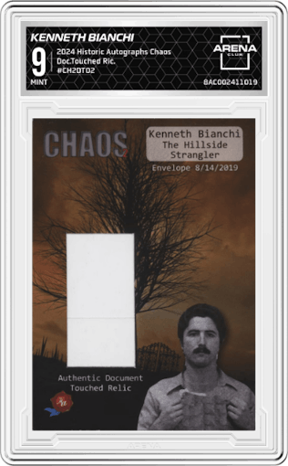 Kenneth Bianchi from the 2024 Historic Autographs Chaos set graded by Arena Club and given an overall grade of 9.