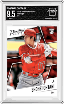 Shohei Ohtani from the 2018 Panini Chronicles set graded by Arena Club and given an overall grade of 9.5.