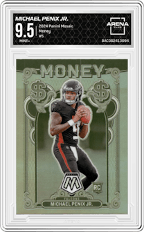 Michael Penix Jr. from the 2024 Panini Mosaic set graded by Arena Club and given an overall grade of 9.5.