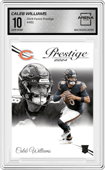 Caleb Williams from the 2024 Panini Prestige  set graded by Arena Club and given an overall grade of 10.