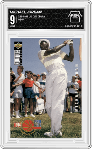 Michael Jordan from the 1994-95 Upper Deck Collector's Choice set graded by Arena Club and given an overall grade of 9.