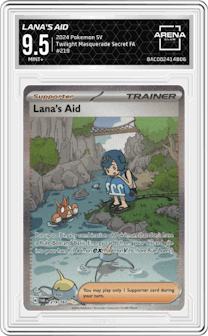  Lana's Aid from the 2024 Pokemon SV set graded by Arena Club and given an overall grade of 9.5.