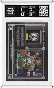 Paul Pierce from the 2023-24 Panini Noir set graded by Arena Club and given an overall grade of 8.
