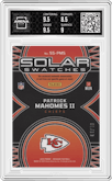 Patrick Mahomes II from the 2024 Panini Obsidian set featuring a Gold parallel graded by Arena Club and given an overall grade of 9.