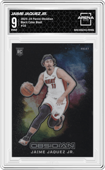 Jaime Jaquez Jr. from the 2023-24 Panini Obsidian set graded by Arena Club and given an overall grade of 9.