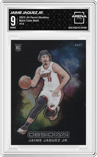 Jaime Jaquez Jr. from the 2023-24 Panini Obsidian set graded by Arena Club and given an overall grade of 9.