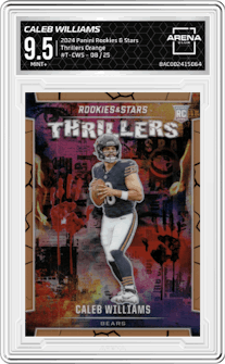 Caleb Williams from the 2024 Panini Rookies & Stars set featuring a Orange parallel graded by Arena Club and given an overall grade of 9.5.