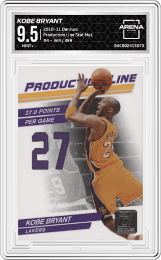 Kobe Bryant from the 2010-11 Donruss set graded by Arena Club and given an overall grade of 9.5.