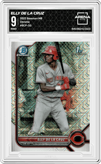 Elly De La Cruz from the 2022 Bowman Mega Box set graded by Arena Club and given an overall grade of 9.