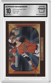 Gunnar Henderson  from the 2024 Bowman's Best set graded by Arena Club and given an overall grade of 10.