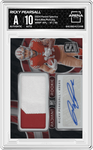 Ricky Pearsall from the 2024 Panini Spectra set graded by Arena Club.