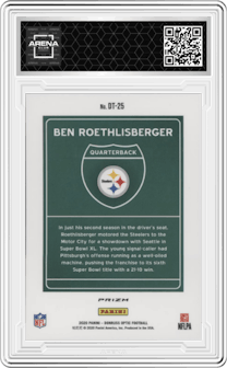 Ben Roethlisberger from the 2020 Panini Donruss Optic set graded by Arena Club and given an overall grade of 0.