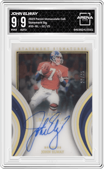 John Elway from the 2023 Panini Immaculate Collection  set graded by Arena Club and given an overall grade of 9.